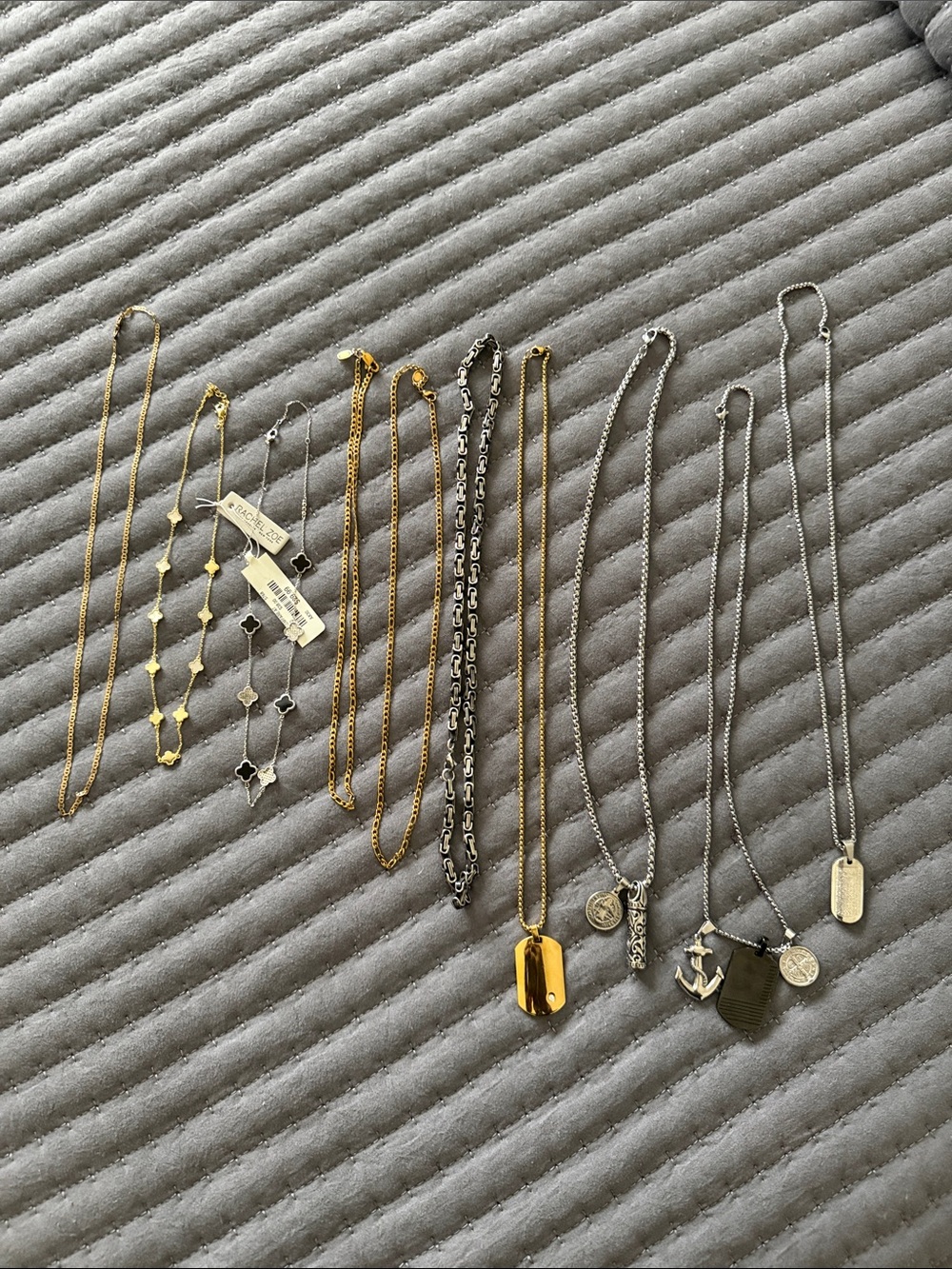 LOT Hand Crafted Mixed Gold and Silver Layered Pendant Necklace Set